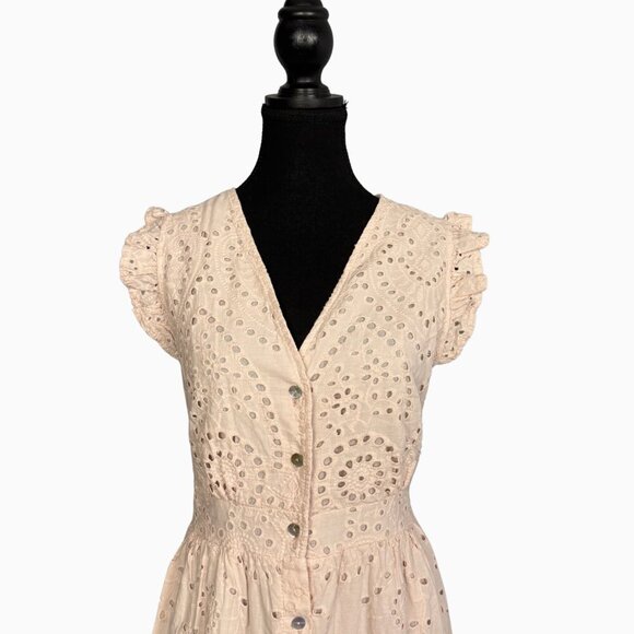 Valentina Naldi Eyelet Lace Midi Dress Made in Italy – 100% Cotton Size M - Picture 3 of 8